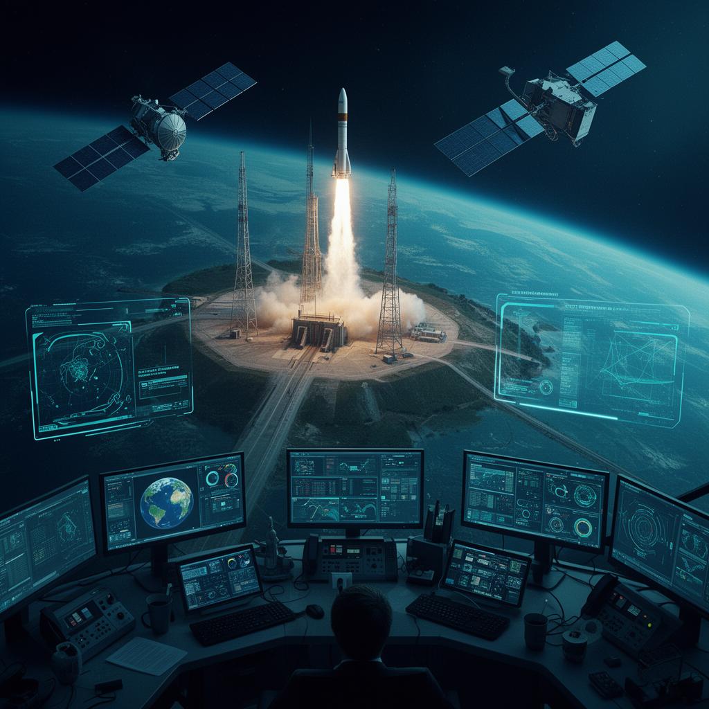 Base de lancement spatiale européenne observée et surveillée depuis l'espace par des satellites