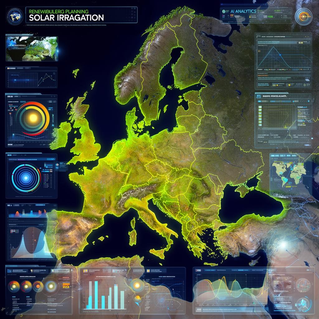 Cartographie satellite du rayonnement solaire avec analyses IA pour la planification photovoltaïque